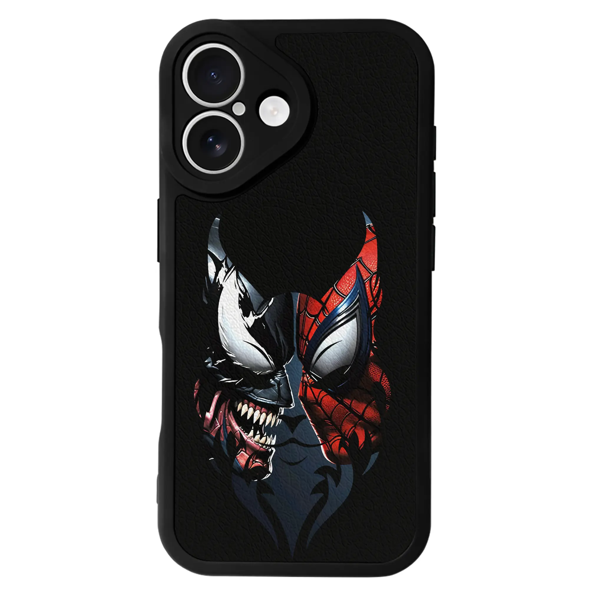 アベンジャーズ (Avenjāzu) グッズ スパイダーマン（Spider-Man） - IPhone 16シリーズ対応 ・ シリコンスマホケース ・ レザー調 ・ 高精度フィット ・ 耐衝撃 ・ ワイヤレス充電対応 ・ 精密カット